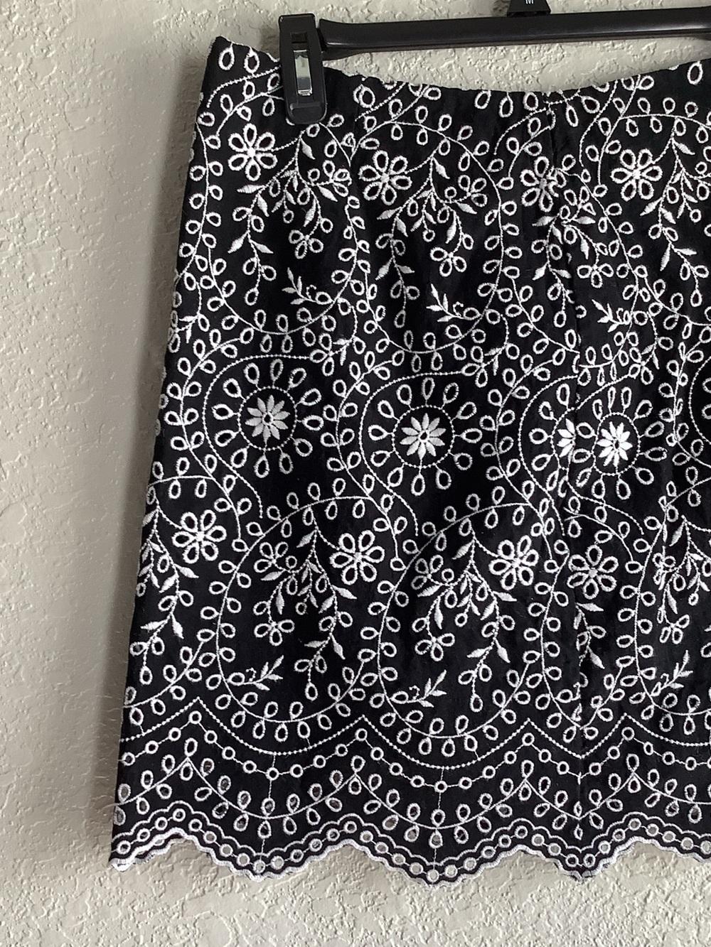 LOFT Black Mini Skirt with White Eyelet Embroidery - Picture 2 of 6